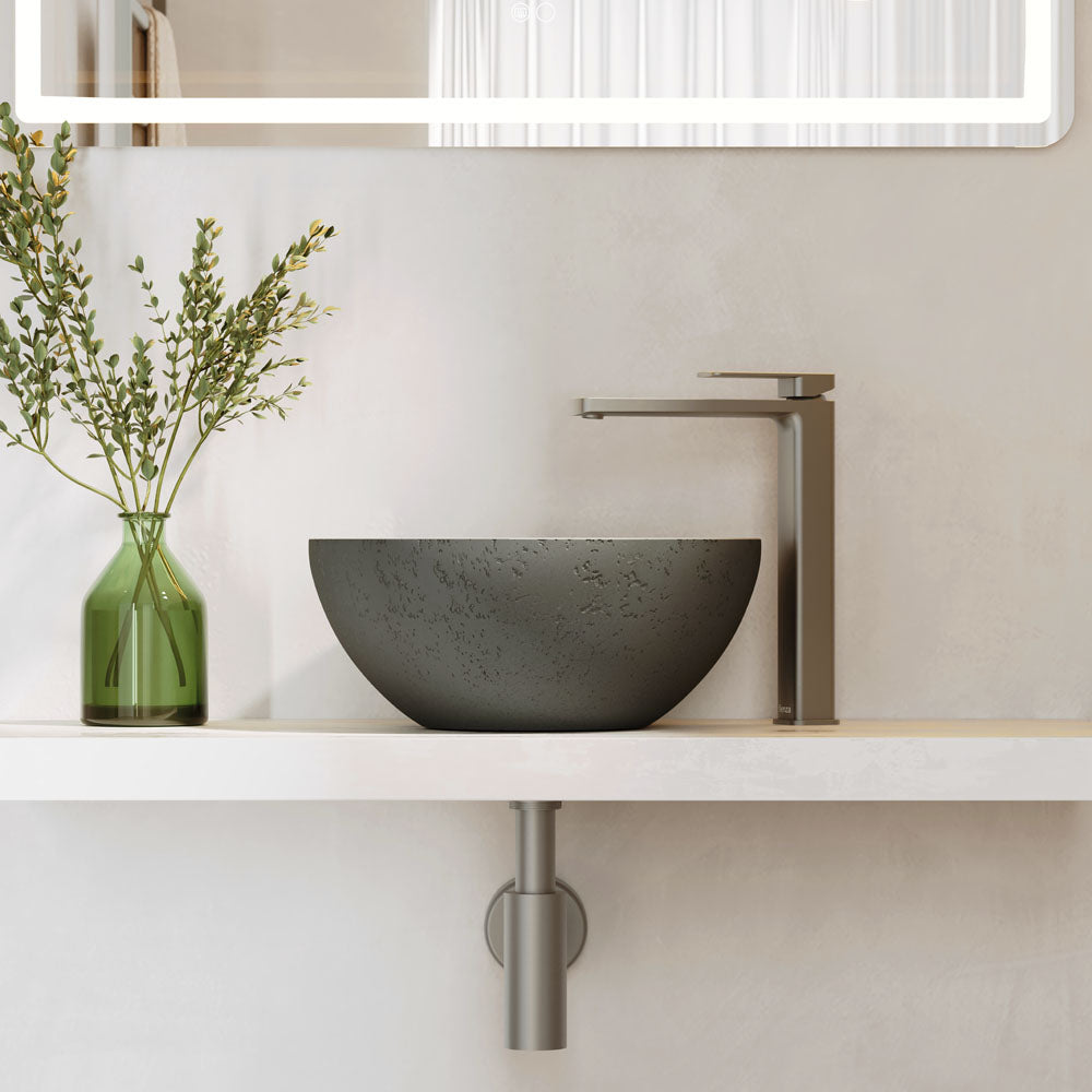 Alba Round Concrete Above Counter Basin, Warm Grey