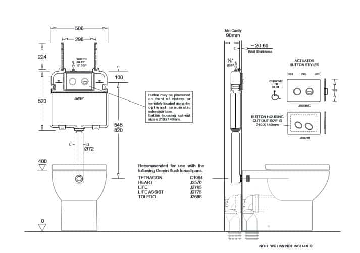 ECONOFLUSH - R&T inwall cistern frameless