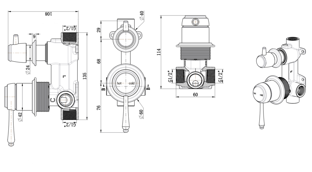 Mica Heritage Shower Mixer Diverter - TRIM KIT ONLY - image 2