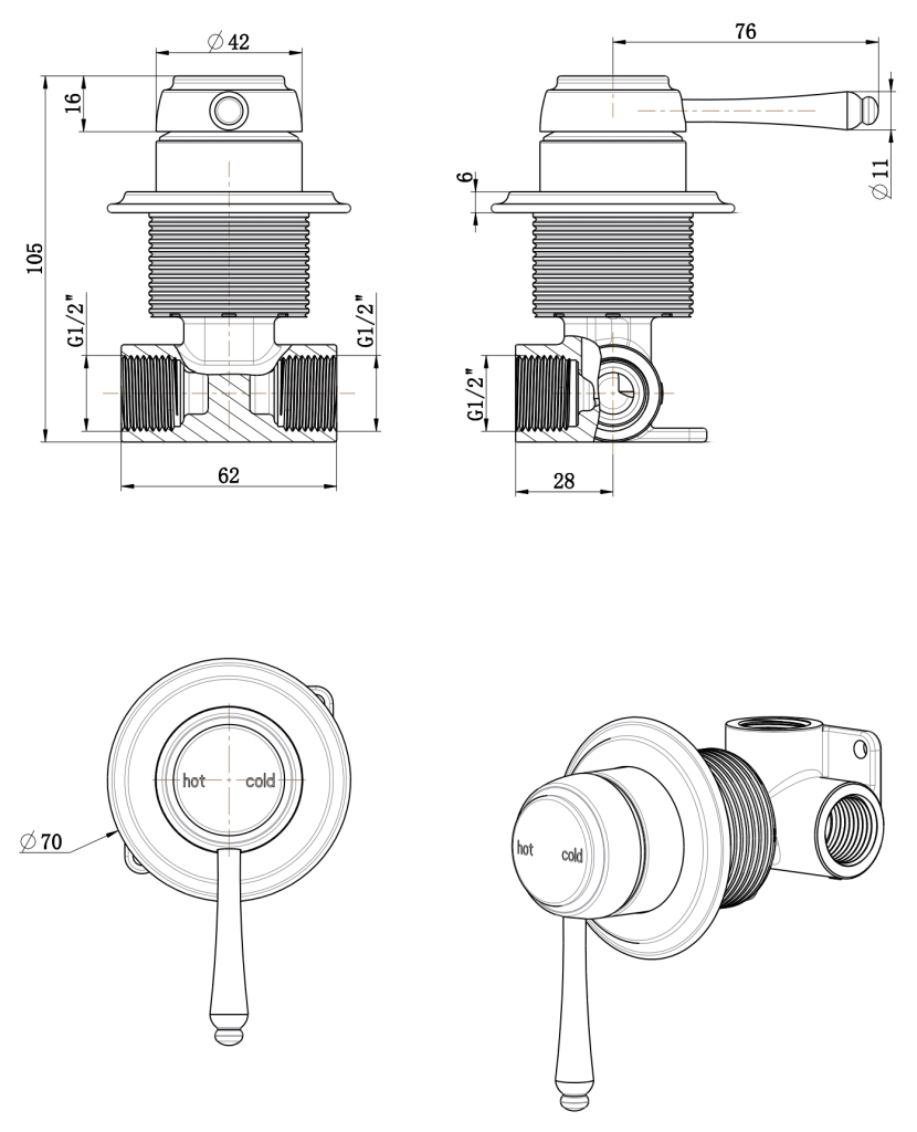 Mica Heritage Shower Mixer - TRIM KIT ONLY - image 2