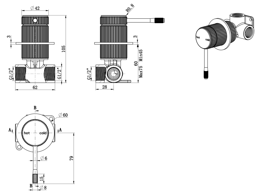 Mica Fluted Shower Mixer - image 1