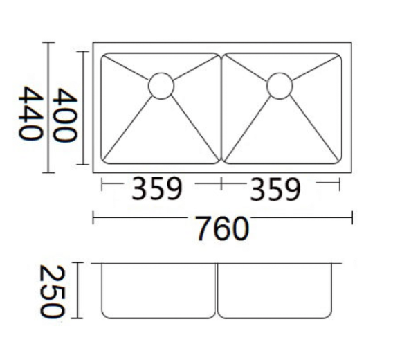 Luminare Sink 760 x 440mm - Double Bowl - image 1