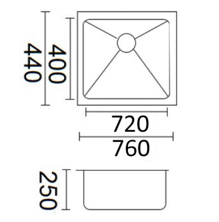 Luminare Sink 760 x 440mm - Single Bowl - image 1