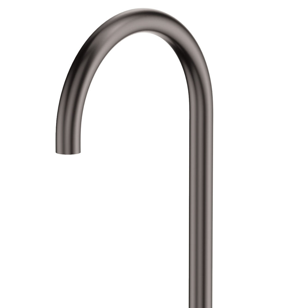 Kaya Gooseneck Floor Mounted Bath Outlet, Gun Metal