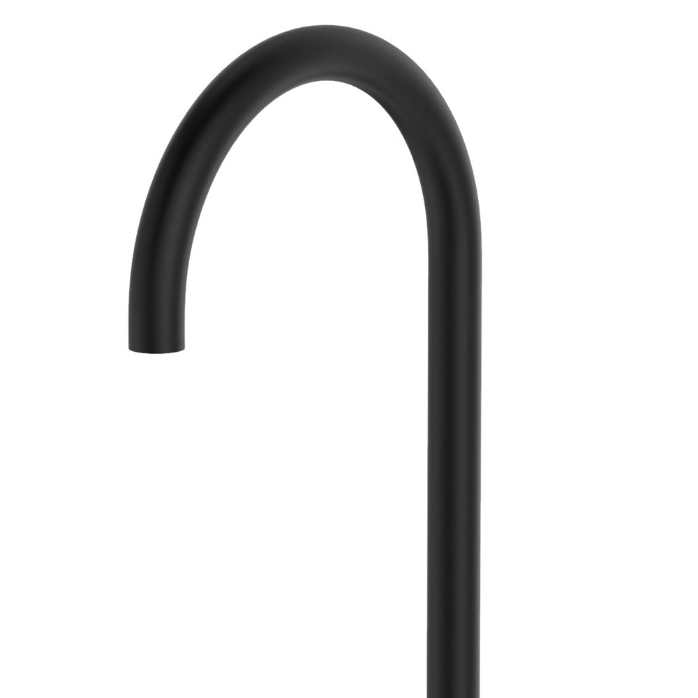 Kaya Gooseneck Floor Mounted Bath Outlet, Matte Black