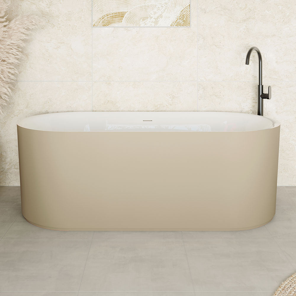 Empire Slim Freestanding Solid Surface Bath, 1700mm, Matte Khaki