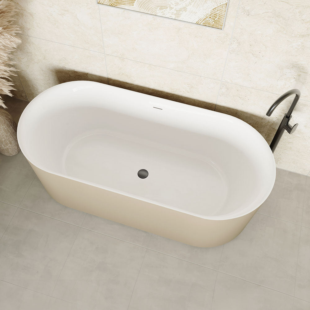 Empire Slim Freestanding Solid Surface Bath, 1700mm, Matte Khaki
