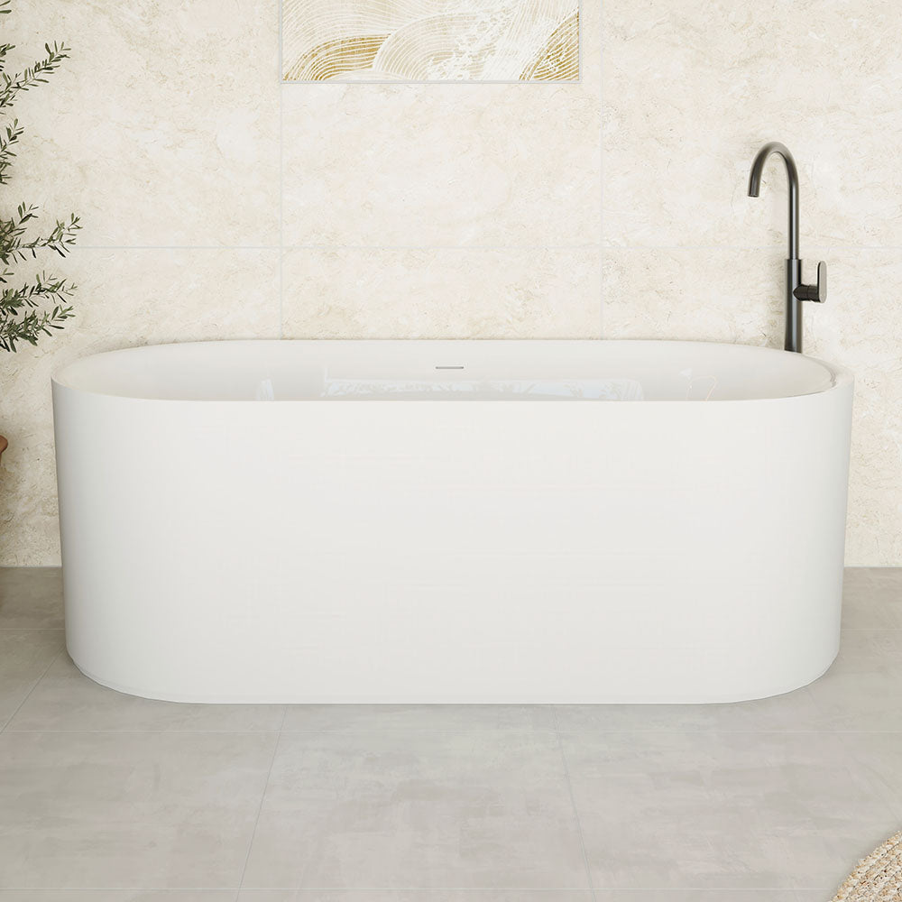Empire Slim Freestanding Solid Surface Bath, 1500mm, Matte White