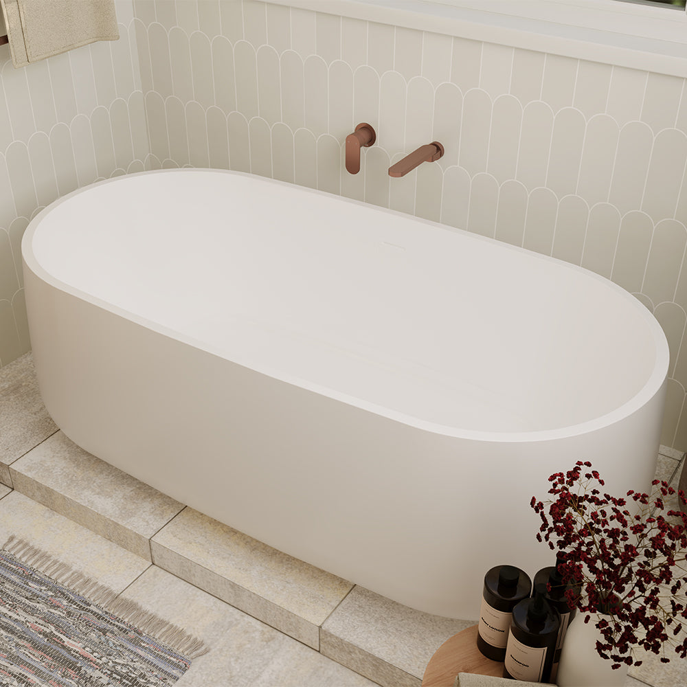 Nuvola Solid Surface Bath, 1600mm, Matte White