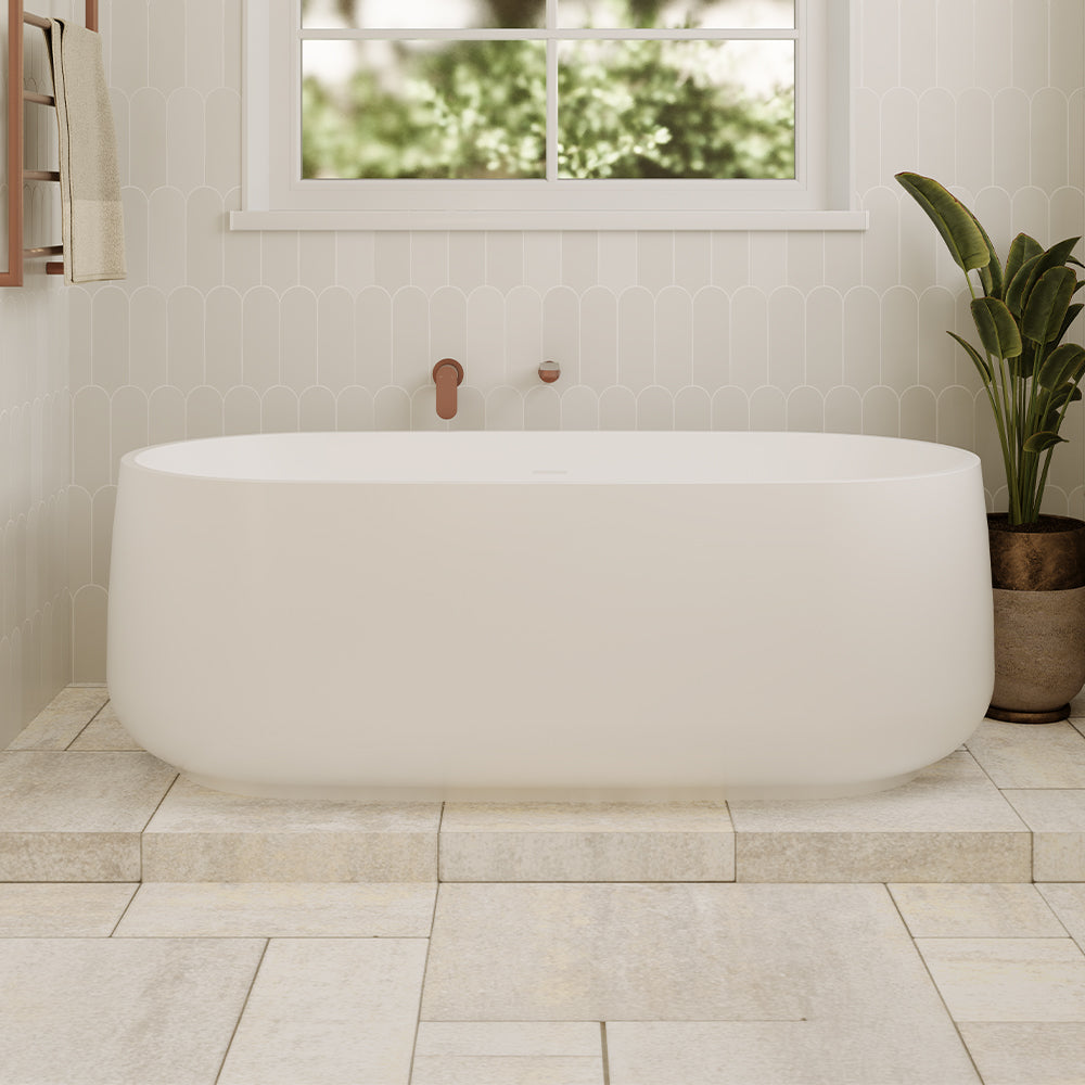 Nuvola Solid Surface Bath, 1600mm, Matte White