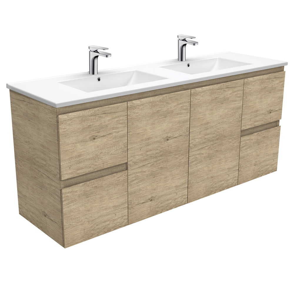 Dolce Edge Scandi Oak 1500 Double Bowl Wall-Hung Vanity
