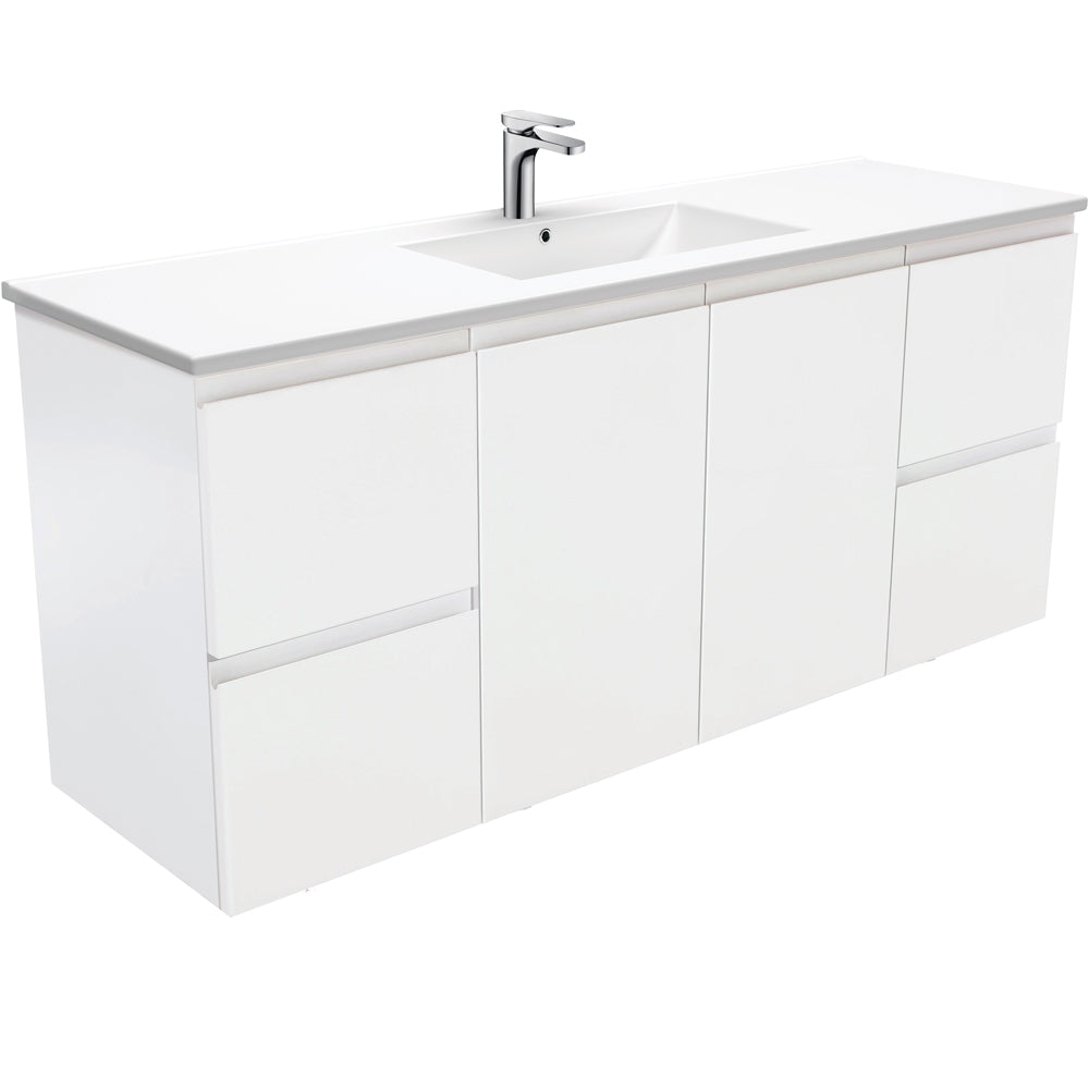 Dolce Fingerpull Satin White 1500 Single Bowl Wall-Hung Vanity