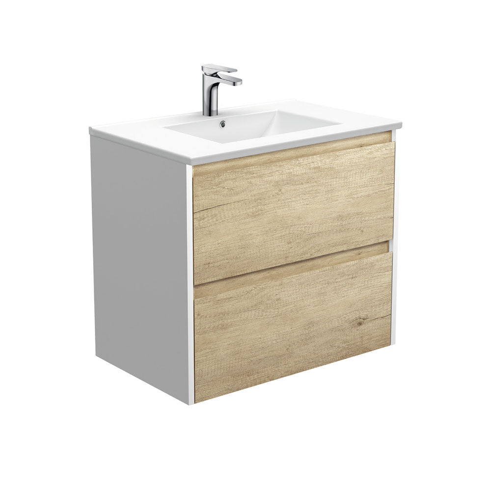 Dolce Amato 750 Scandi Oak Wall-Hung Vanity, Satin White Panels