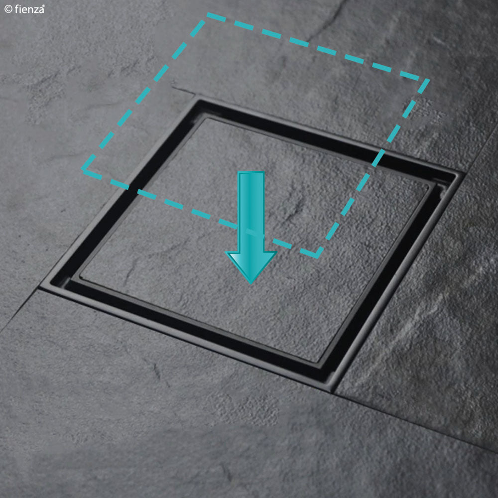 Square Tile Bed Floor Waste, 75mm Outlet, Brushed Copper