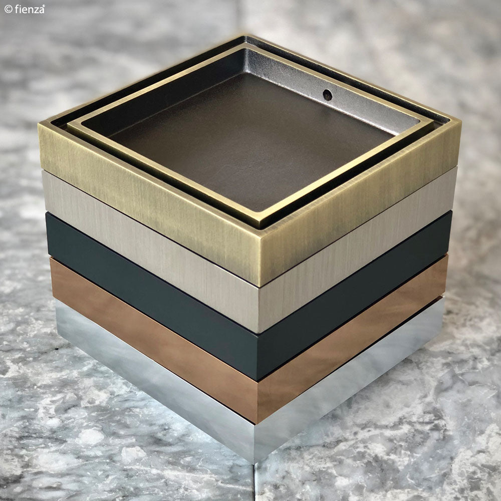 Square Tile Bed Floor Waste, 90mm Outlet, Brushed Nickel
