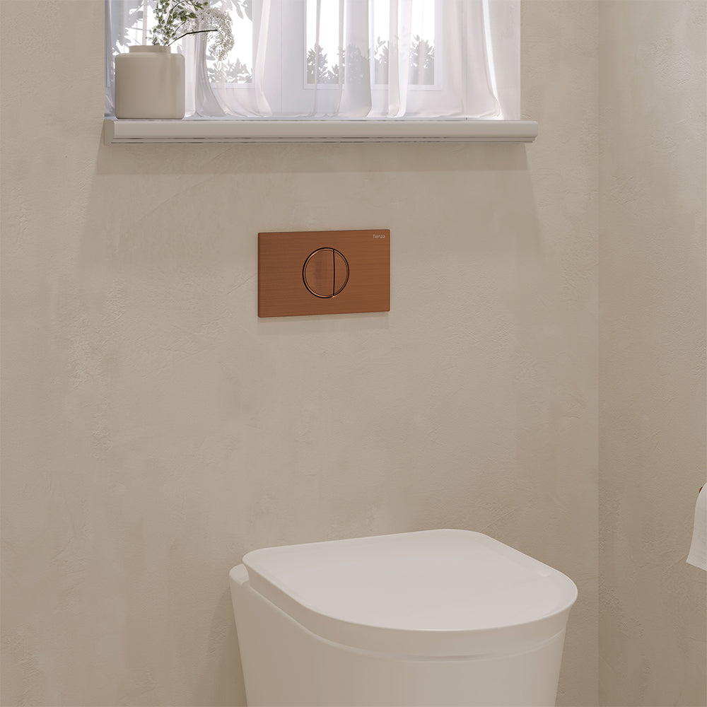 Halo Round Button Flush Plate, Brushed Copper