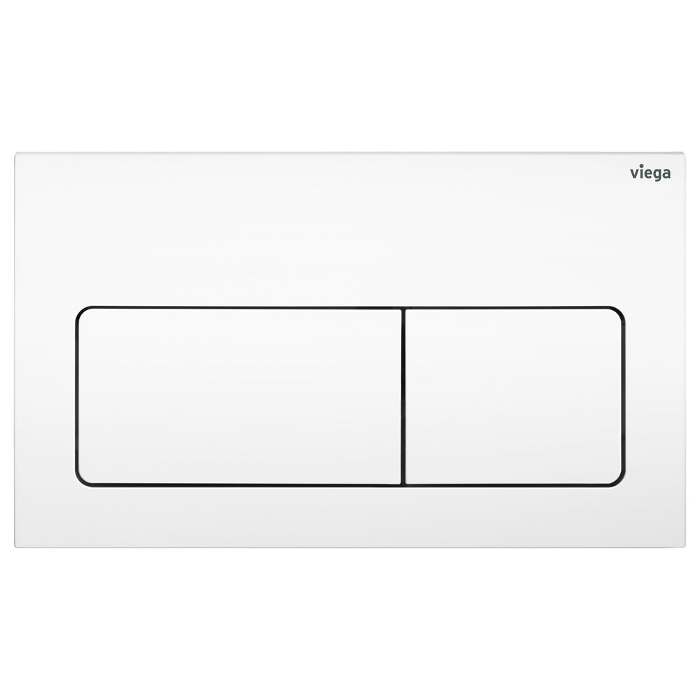 Viega Visign Life5 Soft Rectangular Button Flush Plate, Gloss White