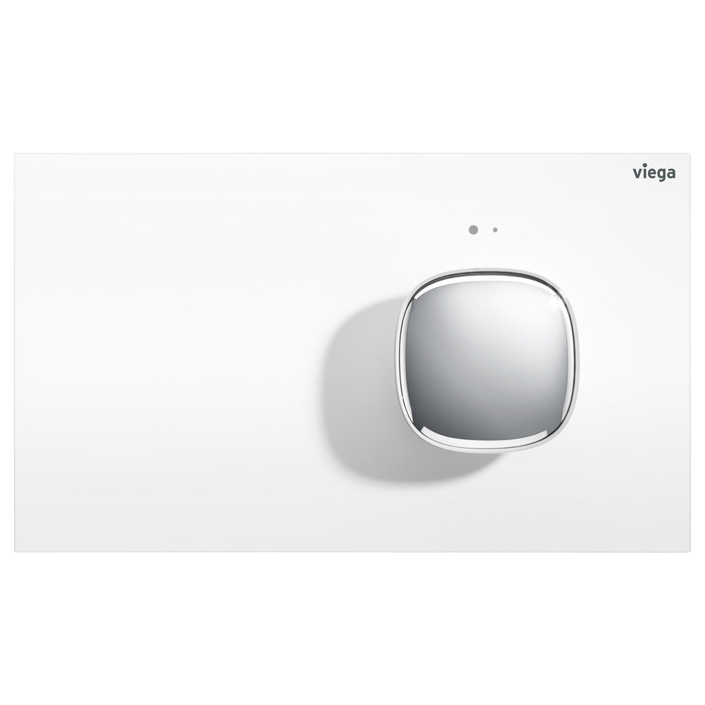 Viega Visign More 202 Electronic Flush Plate with LED Lamps, White and Chrome