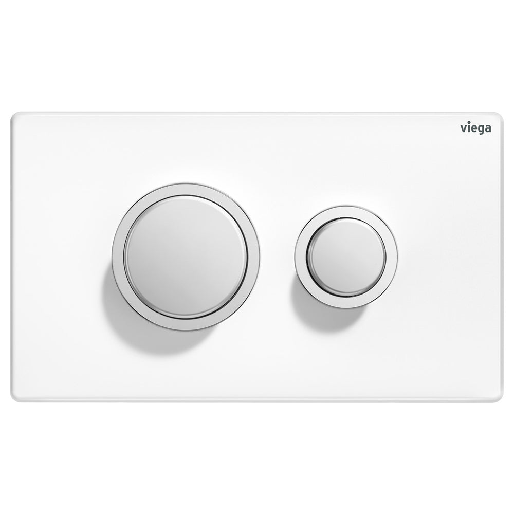 Viega Visign Public 11 Raised Button Flush Plate, White and Chrome