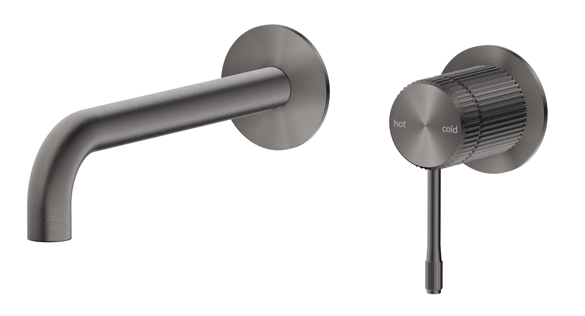 Mica Fluted Wall-Spout Combo - Gunmetal