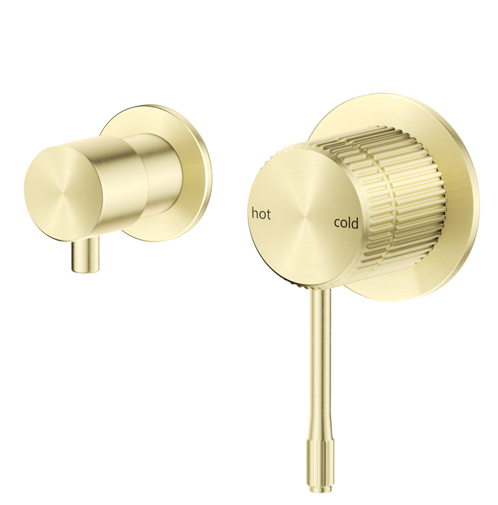 Mica Fluted Shower Mixer Diverter - Sideways - French Gold