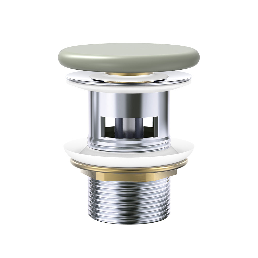 Pop-Up 32mm Overflow Basin Waste, Matte Olive Flat Ceramic Cap
