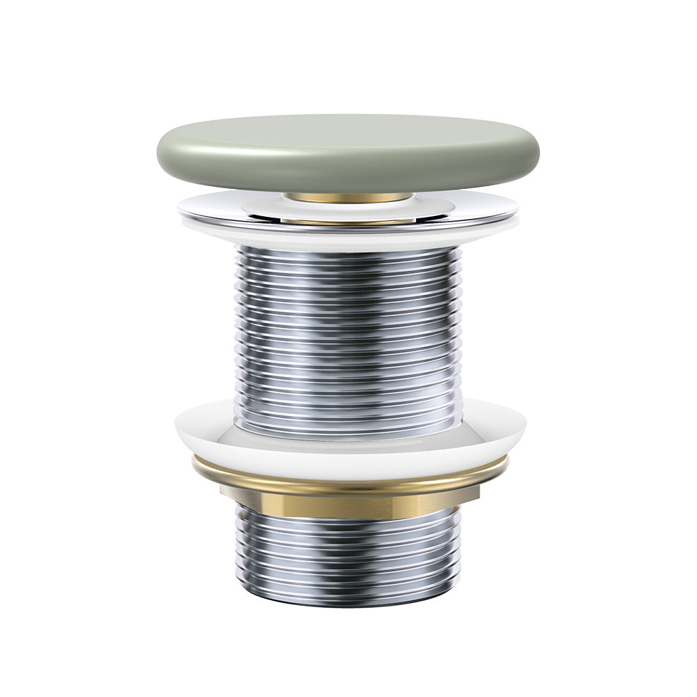 Pop-Up 32mm Non-Overflow Basin Waste, Matte Olive Flat Ceramic Cap
