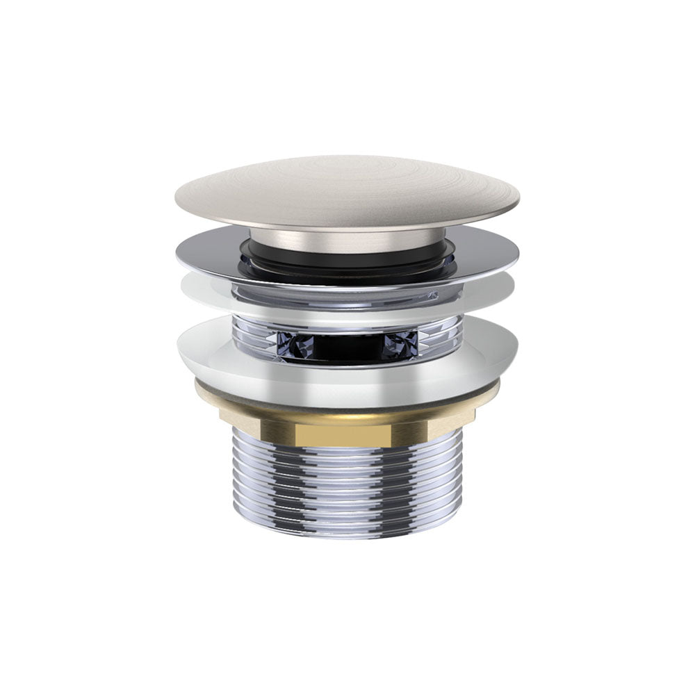 Universal Pull-Out/Pop-Up Brass Cap Bath Waste with Overflow, Brushed Nickel