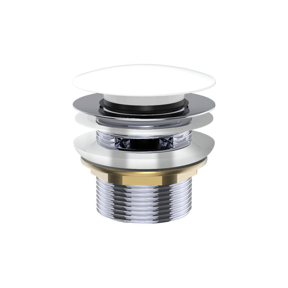 Universal Pull-Out/Pop-Up Brass Cap Bath Waste with Overflow, Gloss White