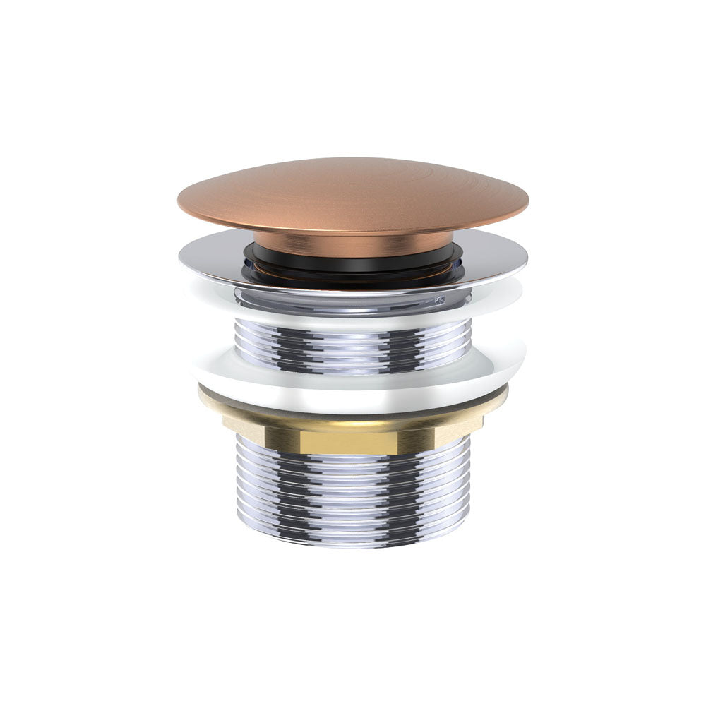 Universal Pull-Out/Pop-Up Brass Cap Bath Waste, Non-Overflow, Brushed Copper