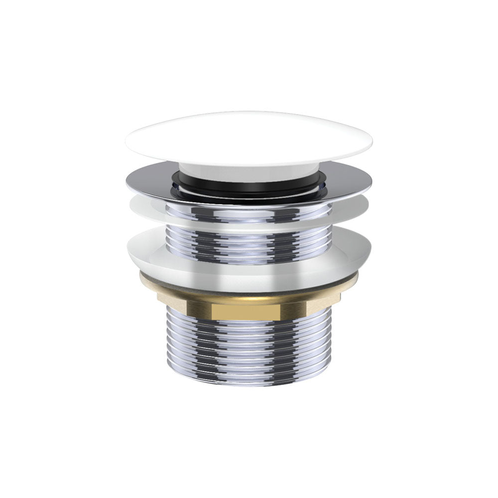 Universal Pull-Out/Pop-Up Brass Cap Bath Waste, Non-Overflow, Gloss White
