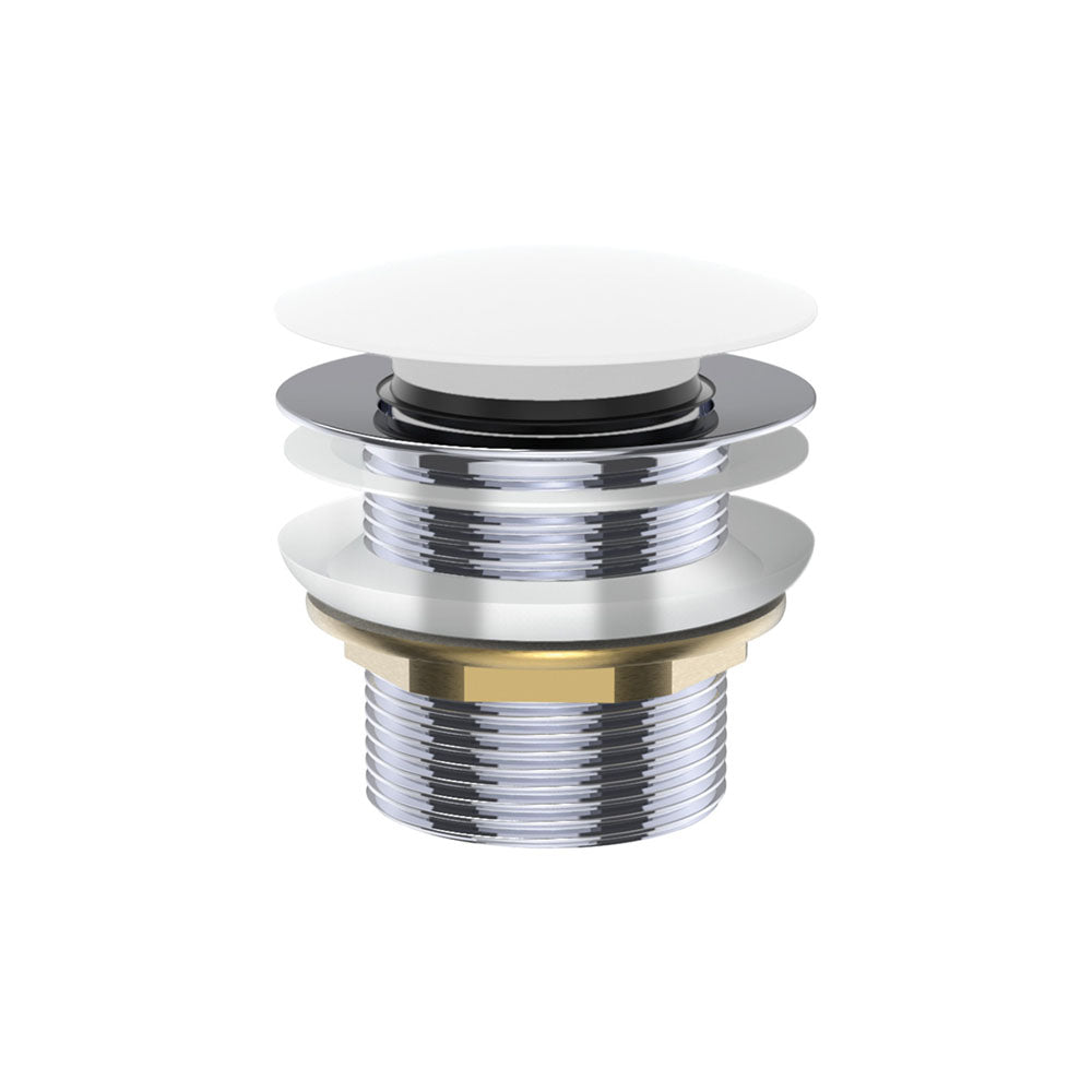Universal Pull-Out/Pop-Up Brass Cap Bath Waste, Non-Overflow, Matte White
