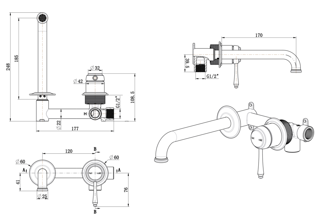 Mica Heritage Wall-Spout Combo - TRIM KIT ONLY - image 2