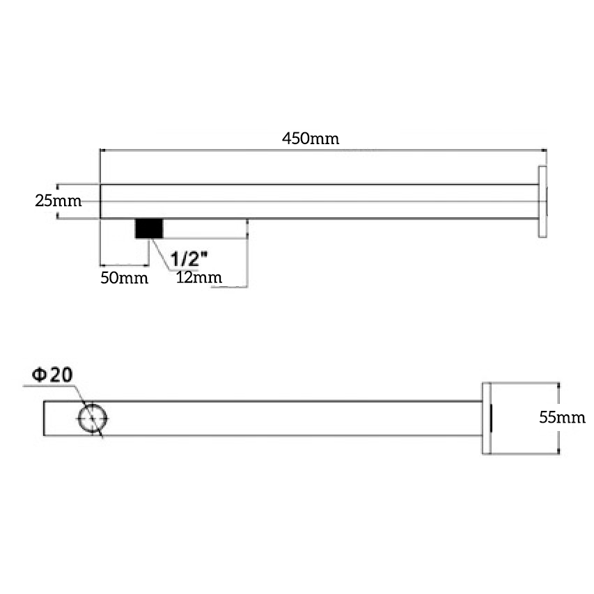 Mica Wall Shower Arm - 450mm - Straight - image 1