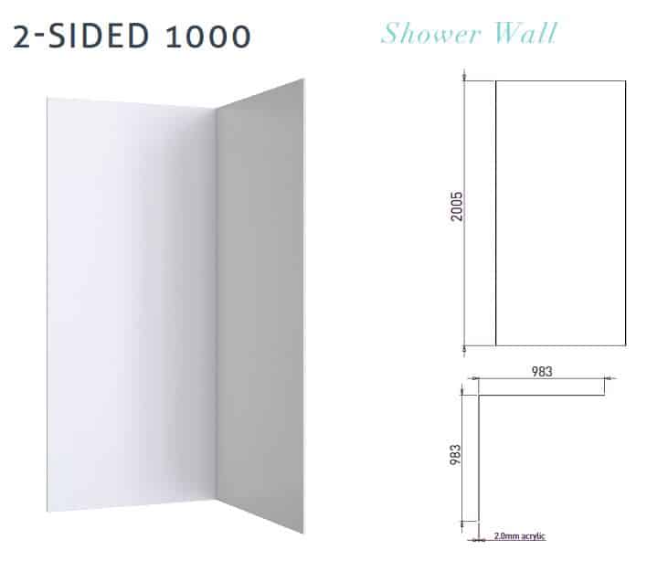 SHOWER WALLS - 2 sided 883 x 883 x 2005