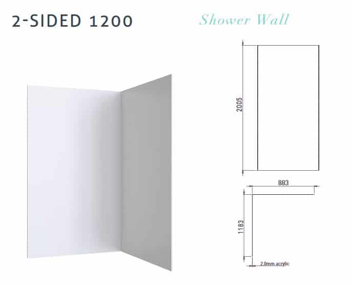 SHOWER WALLS - 2 sided 983 x 983 x 2005