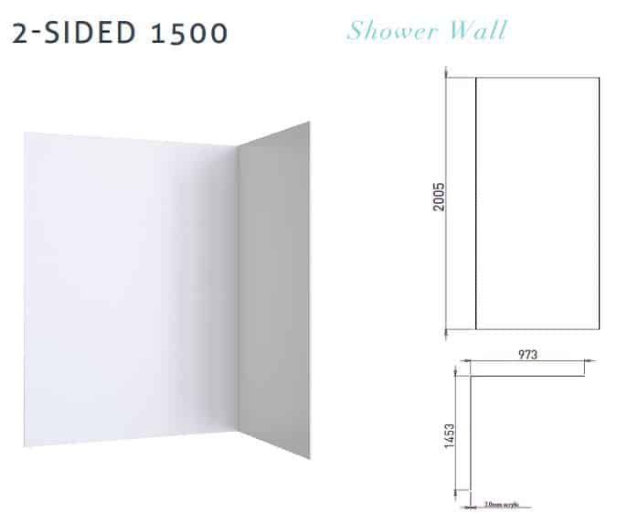 SHOWER WALLS - 2 sided 1183 x 883 x 2005
