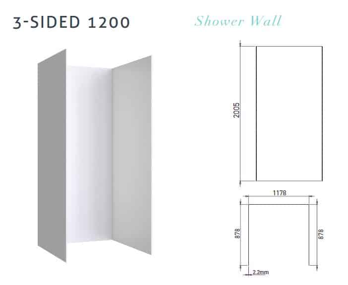 SHOWER WALLS - 3 sided 978 x 978 x 978 x 2005