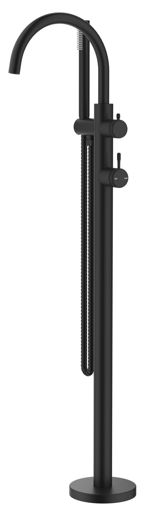 Mica Fluted Freestanding Bath Mixer with Hand Shower - TRIM KIT ONLY - Black