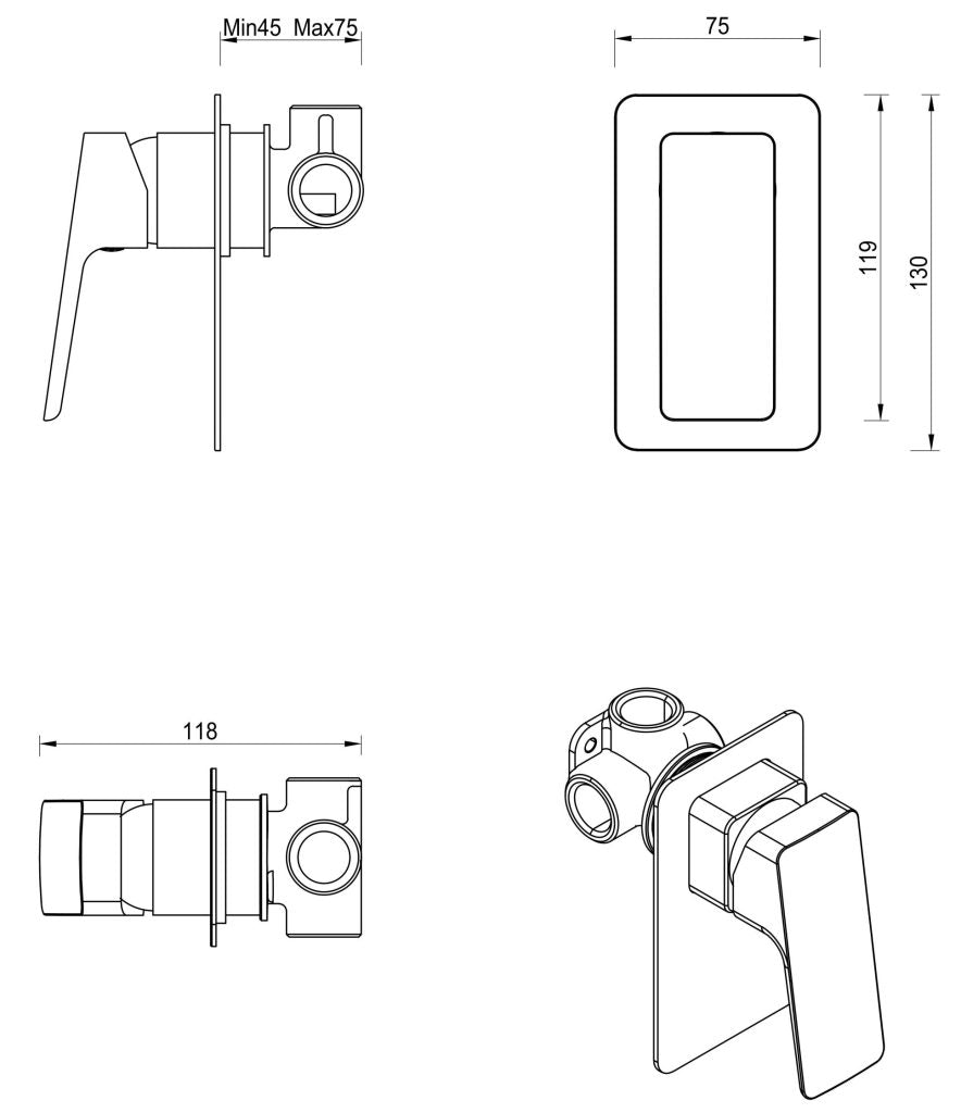 Tiago Shower Mixer - TRIM KIT ONLY - image 4
