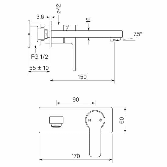 Zeos Back Plate Bath Or Basin Mixer 150 White Bathroom Co