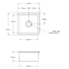 Th Cuisine 46x46 Square Sink Specs