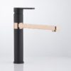 Zeos Sink Mixer In Matte Black And Rose Gold Small