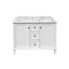 Coventry 120 X 55 Double Bowl Satin White Vanity With Real Marble Top Ceramic Undercounter Basins