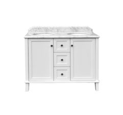 Coventry 120 X 55 Double Bowl Satin White Vanity With Real Marble Top Ceramic Undercounter Basins