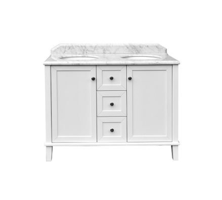 Coventry 120 X 55 Double Bowl Satin White Vanity With Real Marble Top Ceramic Undercounter Basins