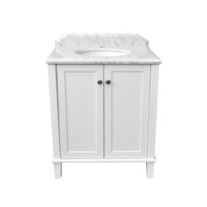 Coventry 75 X 55 Satin White Vanity With Real Marble Top Ceramic Undercounter Basin