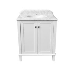 Coventry 75 X 55 Satin White Vanity With Real Marble Top Ceramic Undercounter Basin