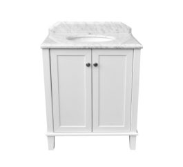 Coventry 75 X 55 Satin White Vanity With Real Marble Top Ceramic Undercounter Basin