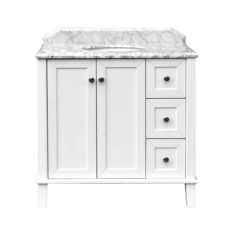 Coventry 90 X 55 Satin White Vanity With Real Marble Top Ceramic Undercounter Basin